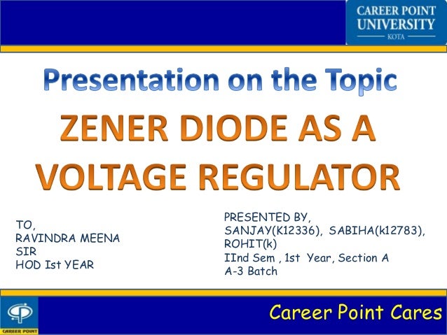 Zener Diode As Voltage Regulator Pdf